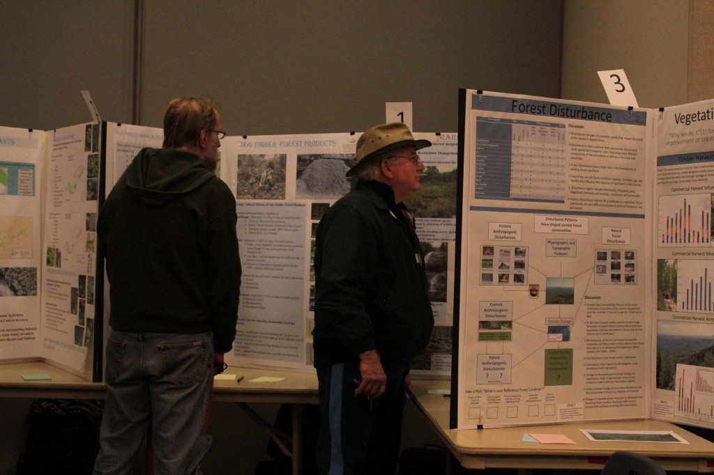 The public had the chance to view poster boards outlining various issues within the forests as well as general information.  Photo by Brandy Carl.