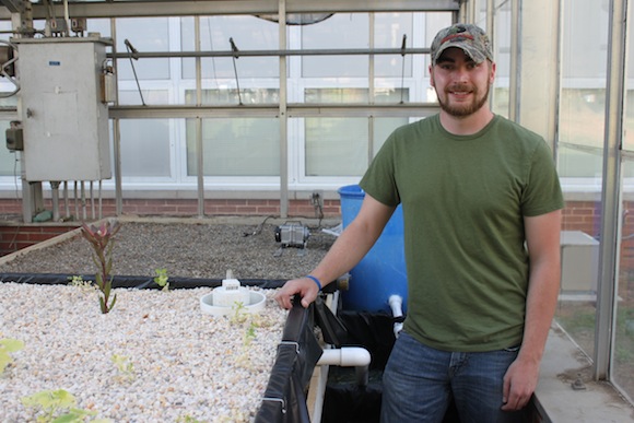 Aquaponics 01 Randy Reinke built this aquaponics system in the WCU campus greenhouse. Photo by Ben Haines.